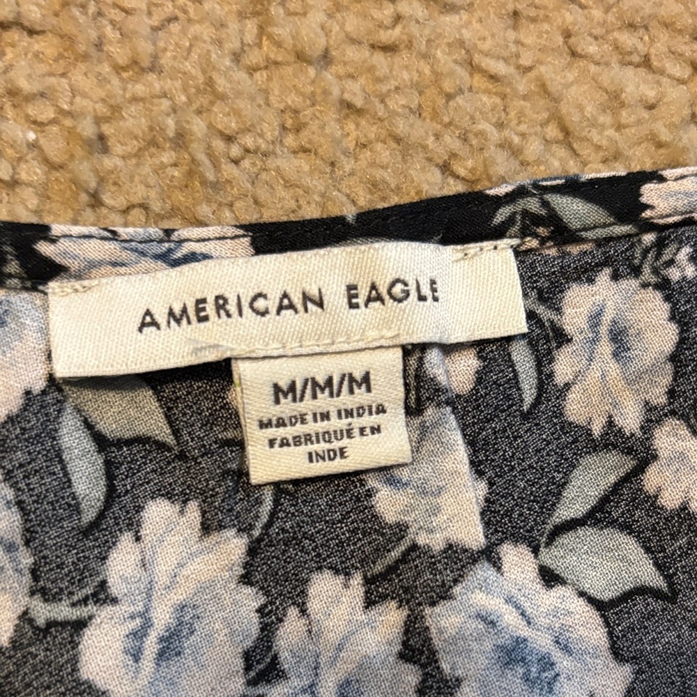 NWOT American Eagle Black Floral Sleeveless Babydoll Dress Size M - Picture 3 of 7